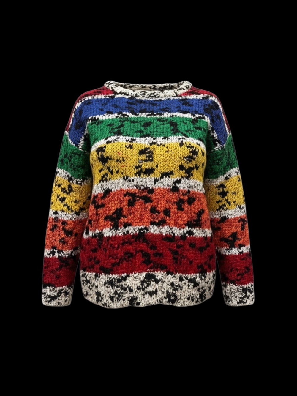 Vintage Just Cristina multicolor sweater rainbow striped pattern W/animal print